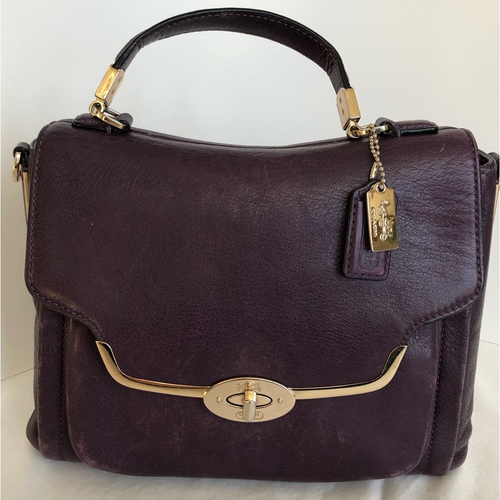 Coach Madison Sadie Satchel Flap Close Convertible Crossbody Purple 26624 GUC